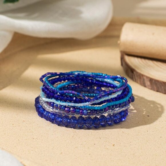 Bohemian Multilayer Stackable Seed Beaded Bracelets - Colorful Summer Jewelry - Picture 3 of 3
